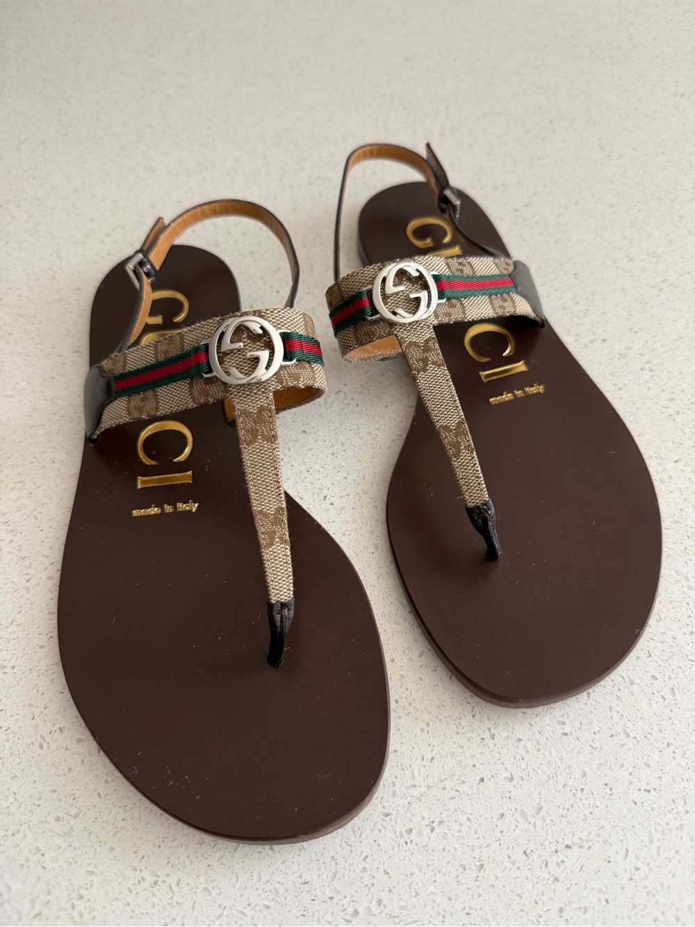 Gucci Interlocking G Sandals Web Slingback Size EU 38 US 8